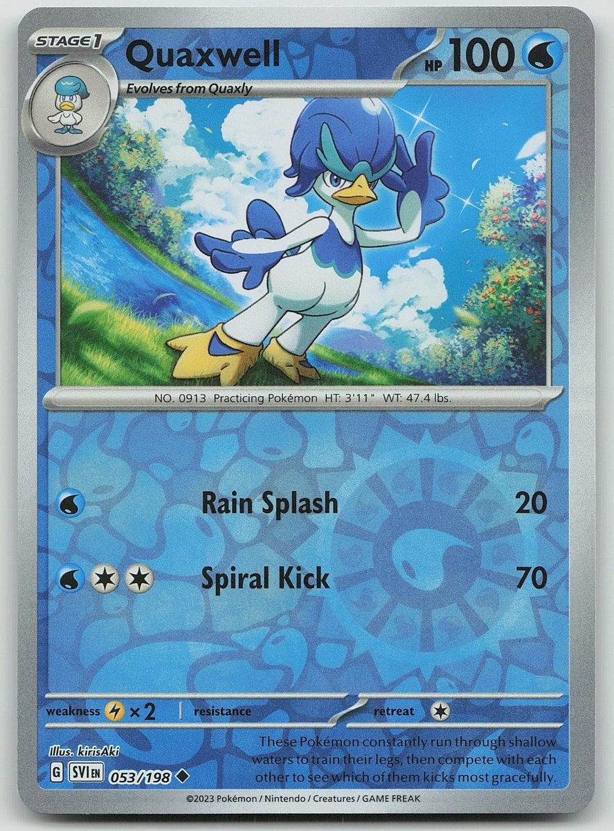 Pokemon Quaxwell 053/198 Scarlatto e Viola Non Comune Reverse Holo quasi nuovo