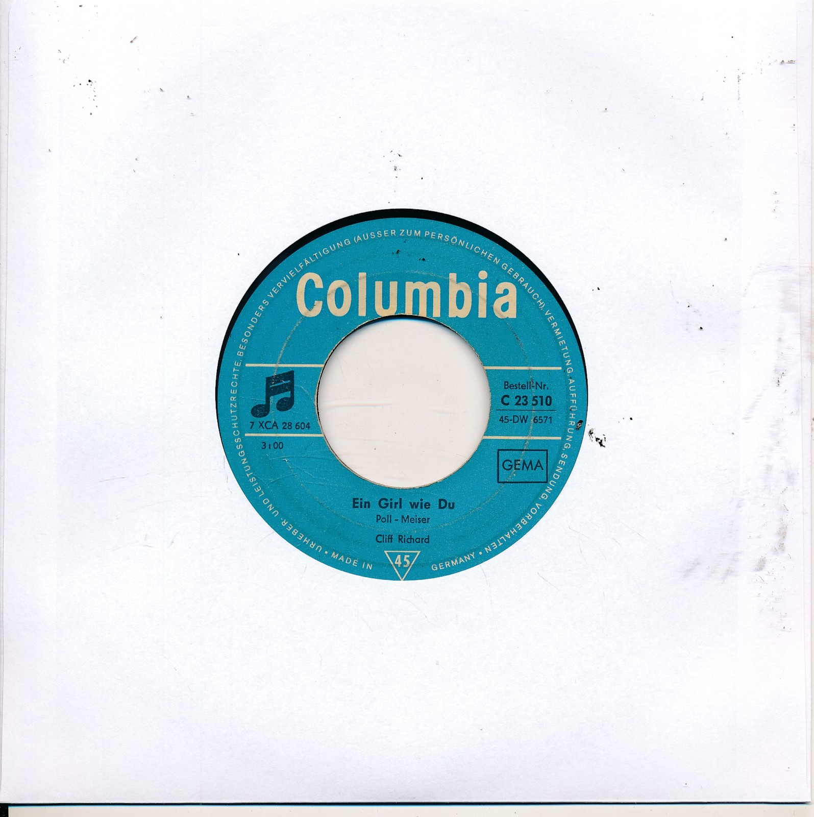 Ein Girl wie du / Bilder von dir - Cliff Richard - LC Single 7" Vinyl 235/19