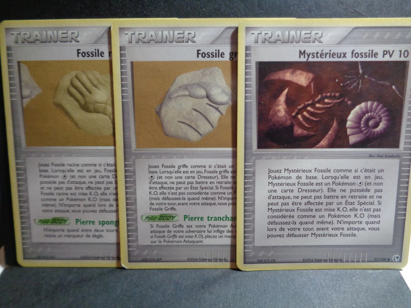 3 cartes fossile bloc EX temp��te de sable 90,91,92/100