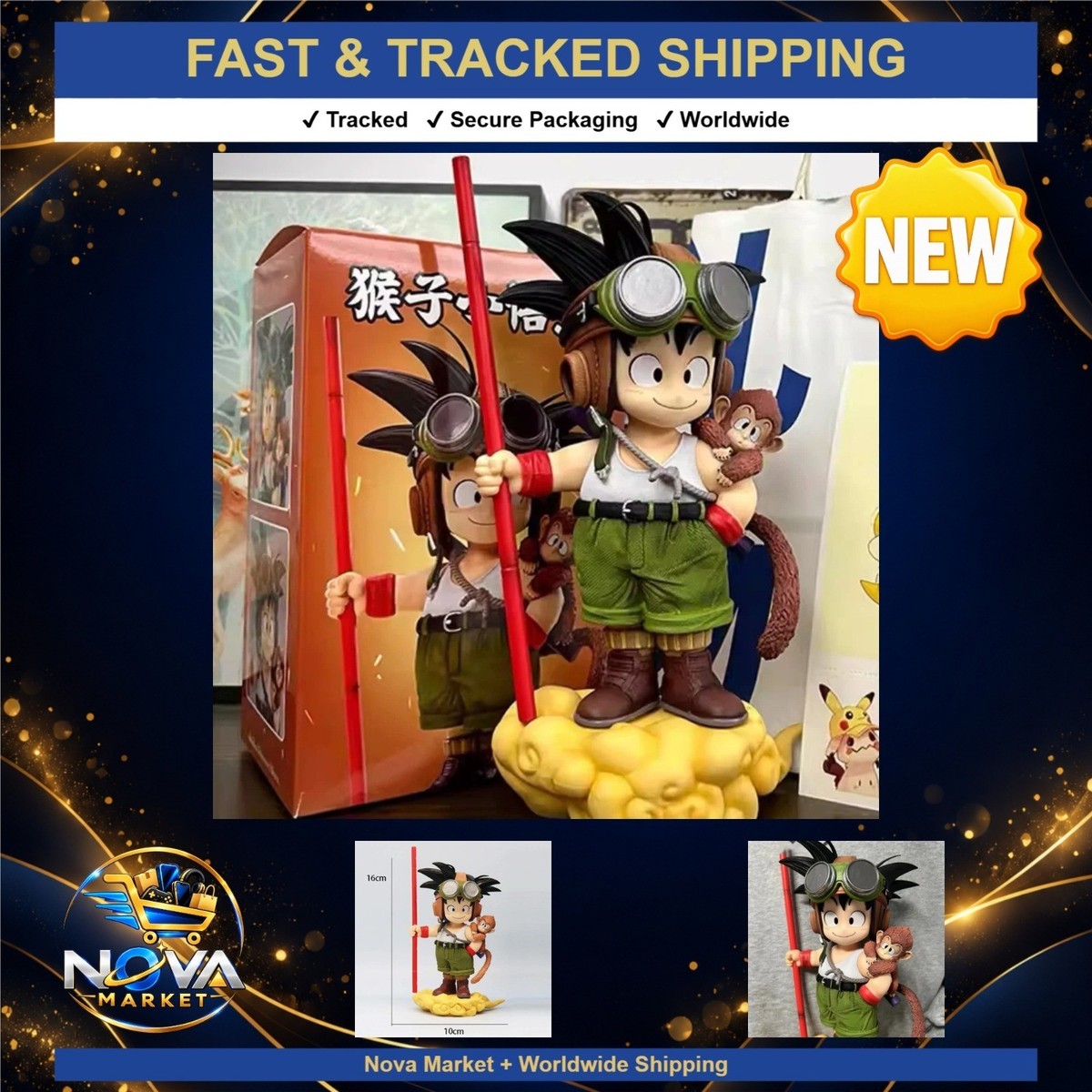 Dragon Ball Son Goku Kamehameha Light Lamp Figura Bandai da Collezione