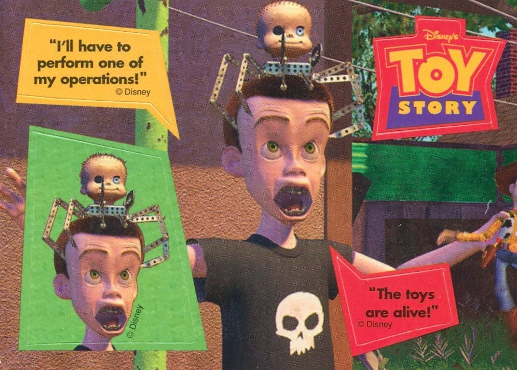 HTF 1996 Skybox Toy Story Serie 2 "Sticker" Chase Card# 64 di Sid Phillips