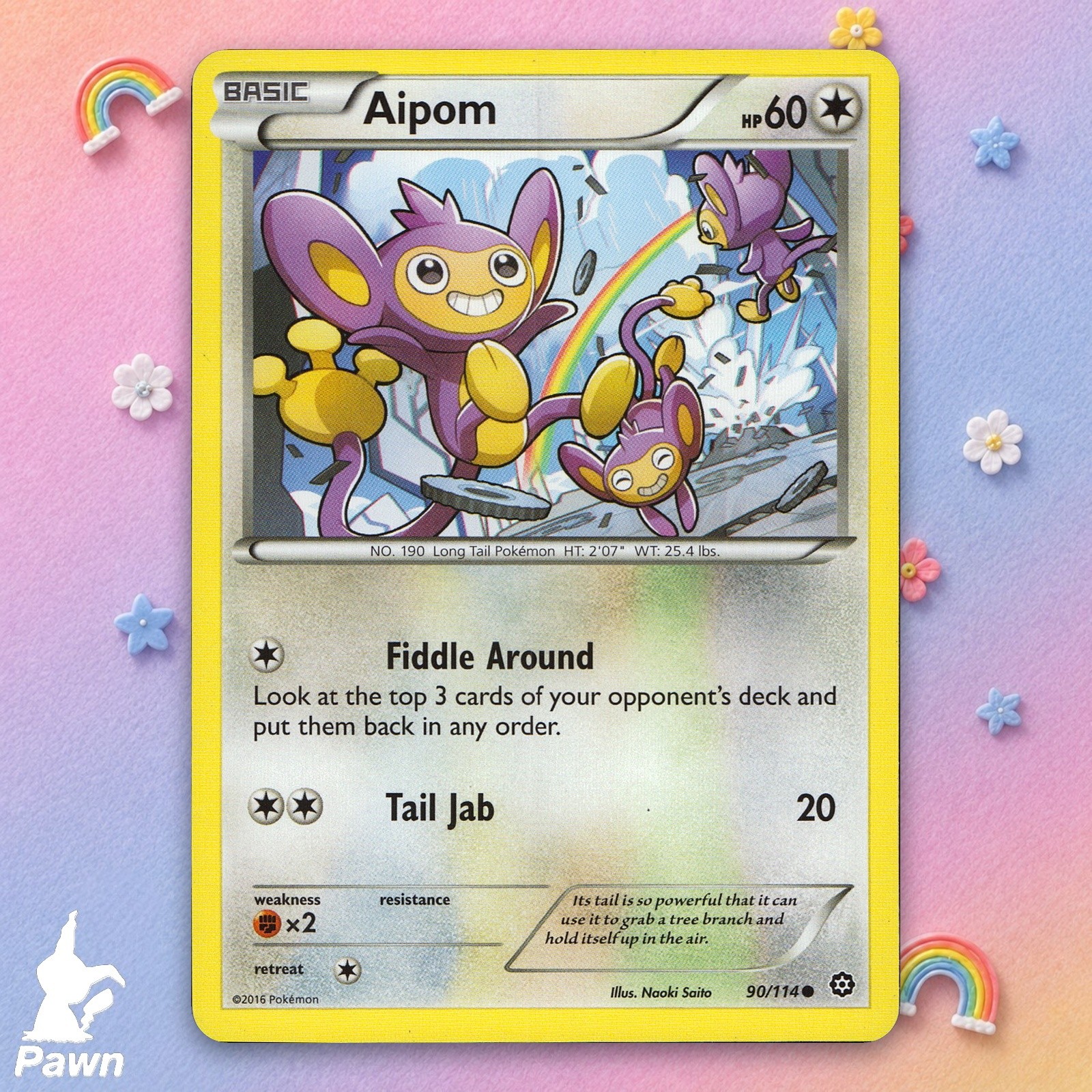 Aipom 90/114 Steam Siege Common Pokemon TCG Card Collectible NM Art Naoki Saito