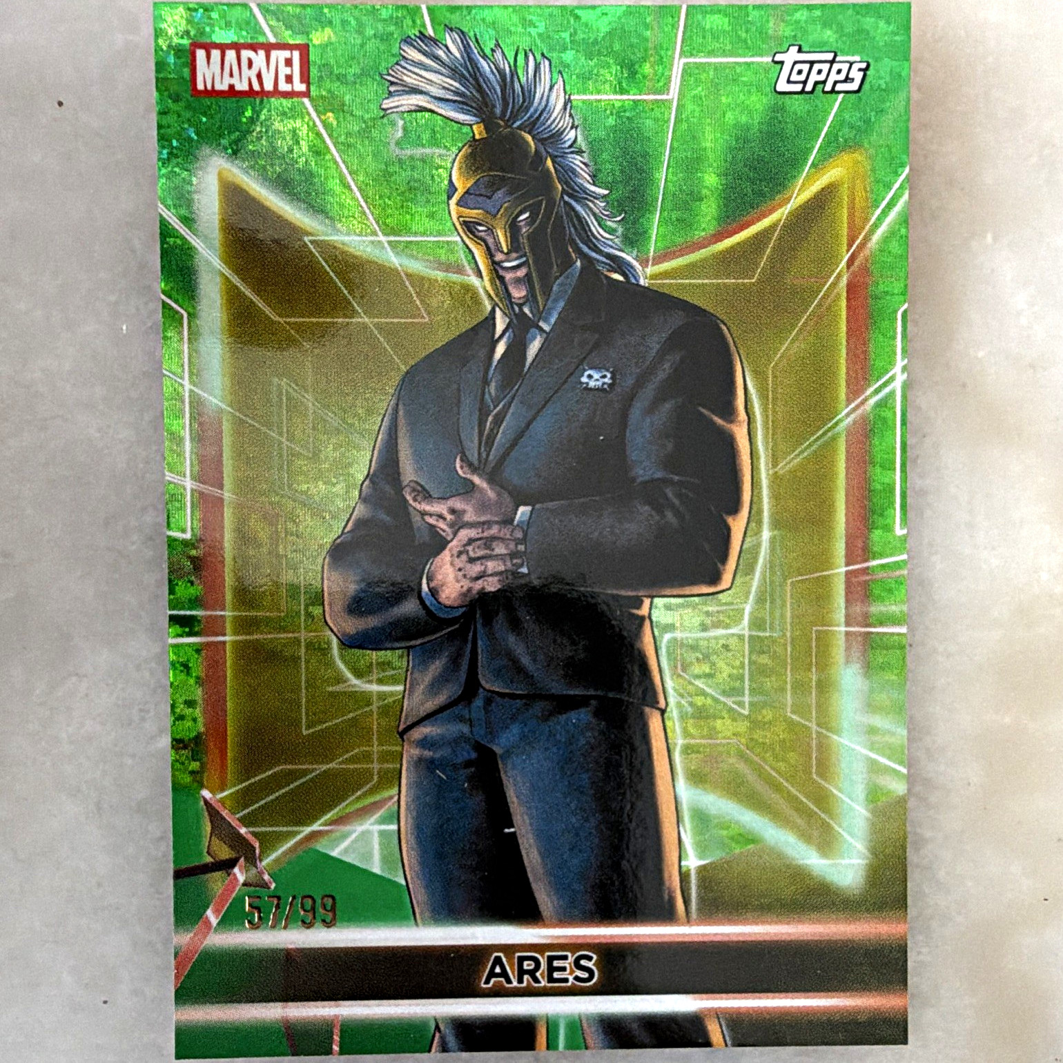 Topps neon Marvel Ares #164 Serial Numbered #57/99