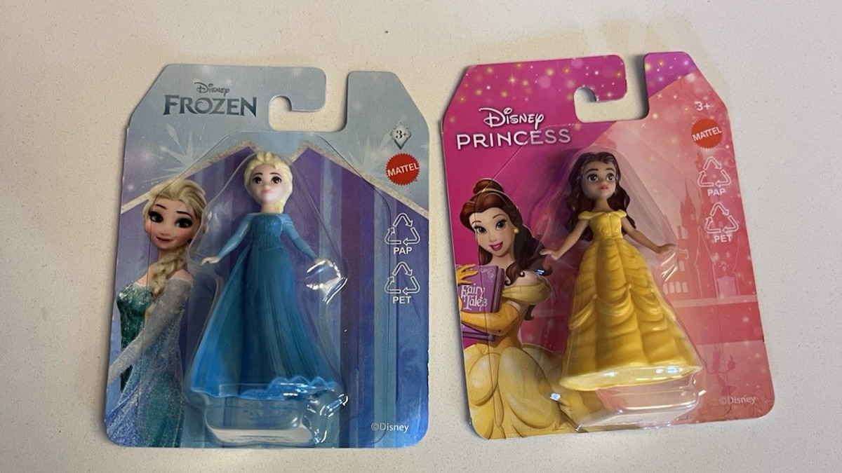Mattel Micro Disney Princess 3'' Elsa and Belle cake toppers