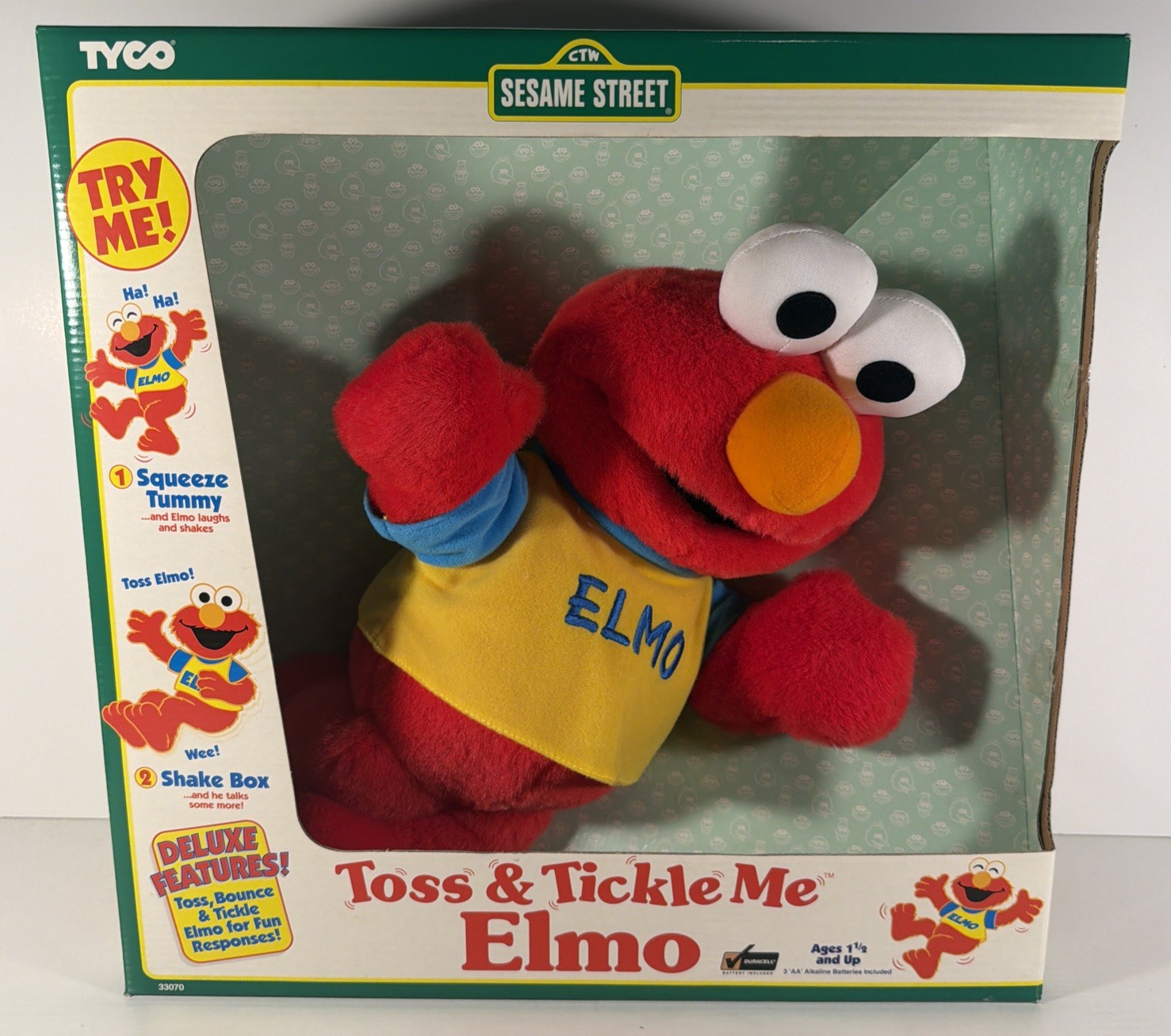 Vtg Tyco Toss and Tickle Me Elmo Plush Doll 1997 Tyco 14" Sesame Street NIB
