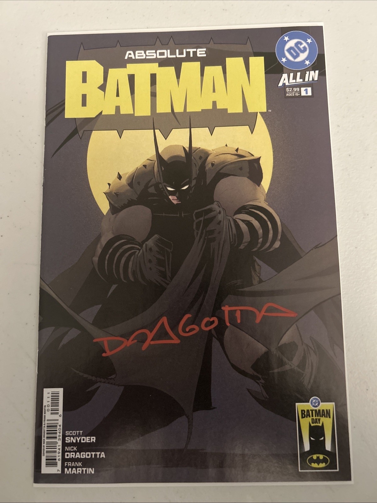 Absolute Batman #1 Batman Day DC Comics firmato da Nick Dragotta