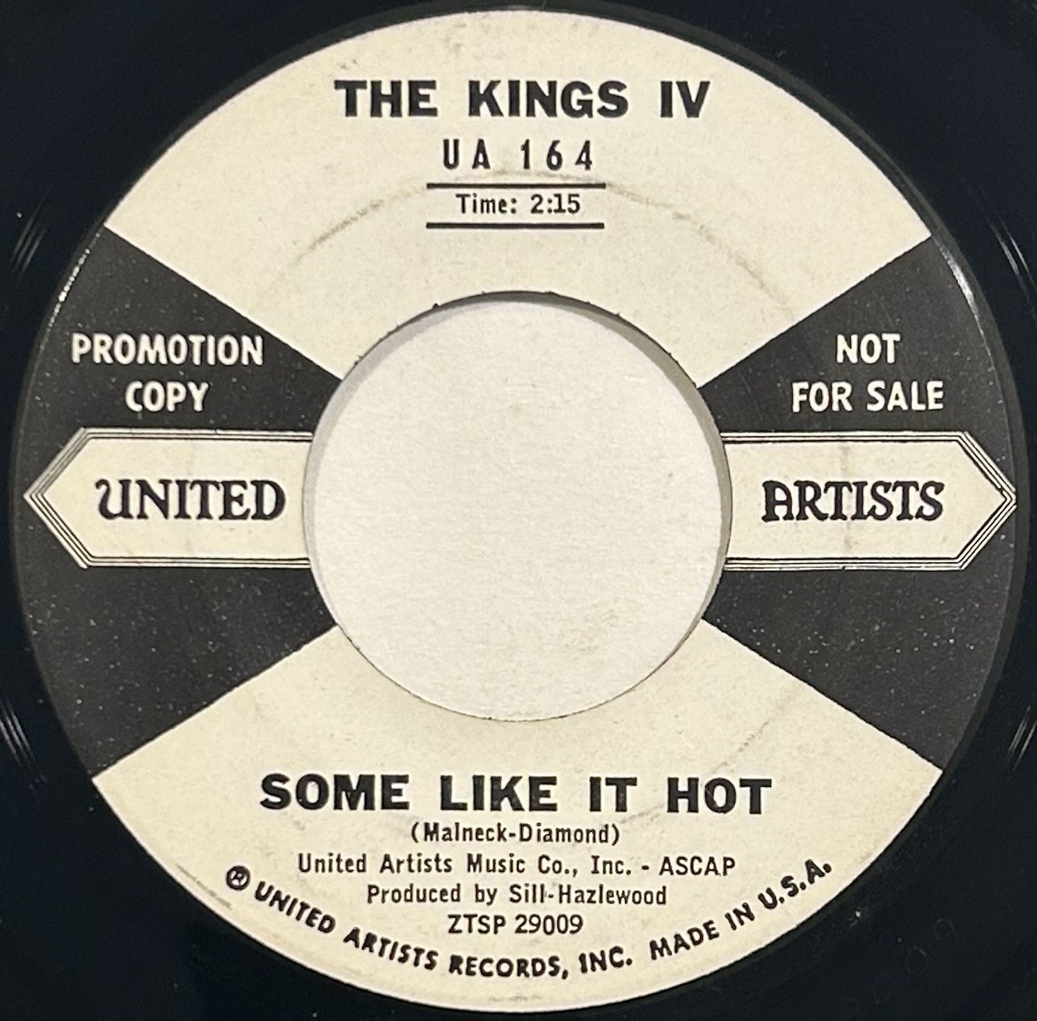 The King's IV – Some Like It Hot – United Artists Records - UA 164 – 1959 45 RPM
