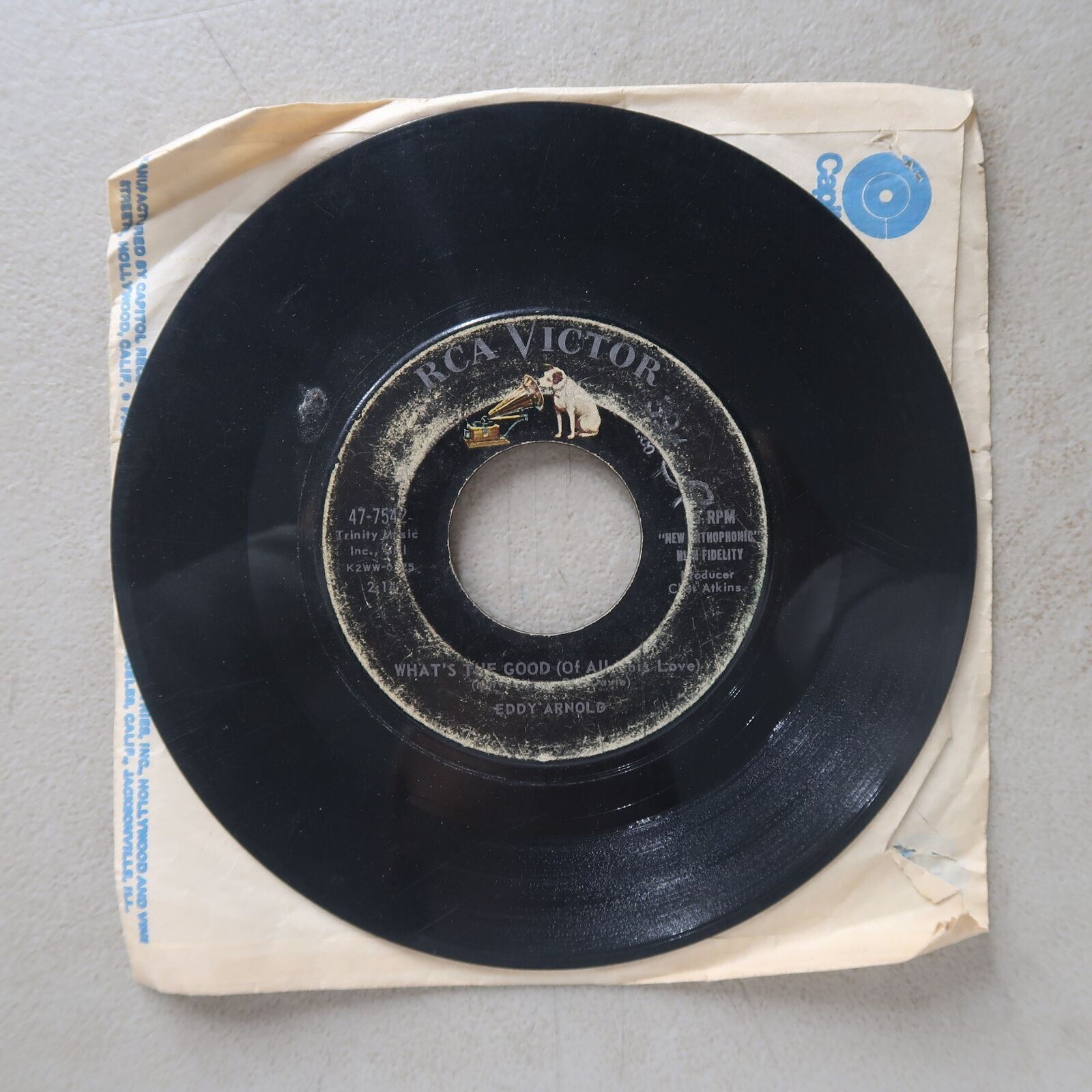 EDDY ARNOLD WHAT'S THE GOOD (OF ALL THIS LOVE)/TENNESSEE STUD VINYL 45 VG 21-72