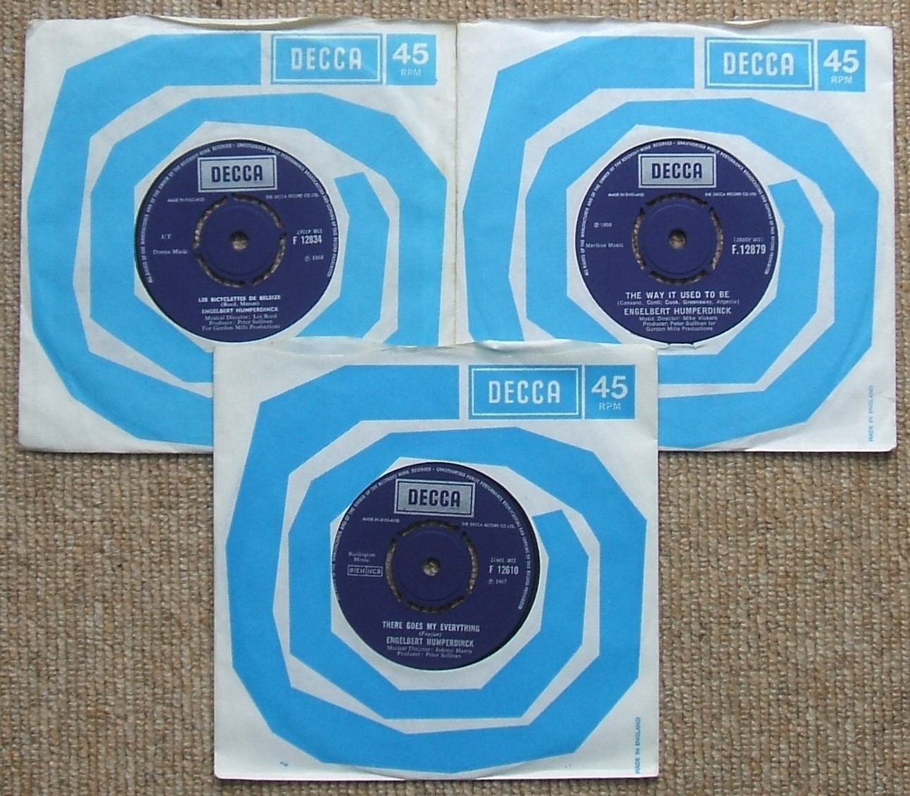 Job Lot x 3  Engelbert Humperdinck - 1967/68/69  Near Mint UK 45s