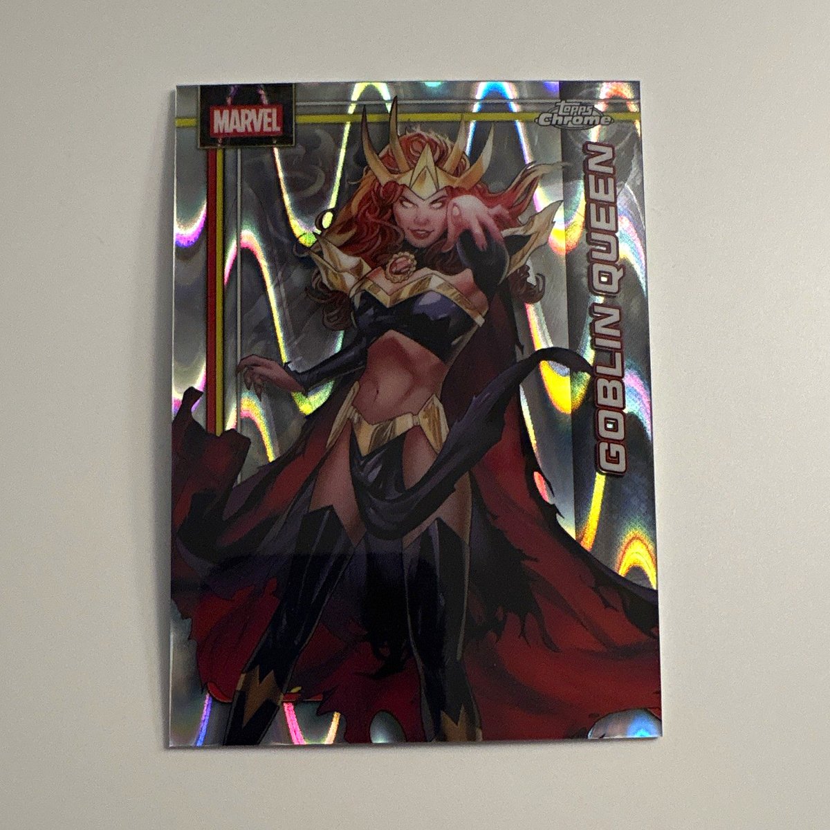 Carta collezionabile Topps 2022 Marvel Topps Chrome Goblin Queen rifrattore #044