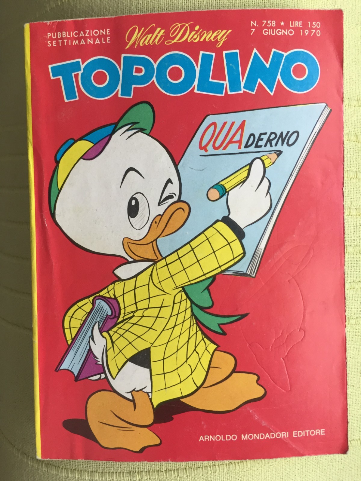 TOPOLINO N° 758 - 7 GIUGNO 1970, BOLLINI+DOPPIA SAGOMA MONDADORI, OTTIMO!