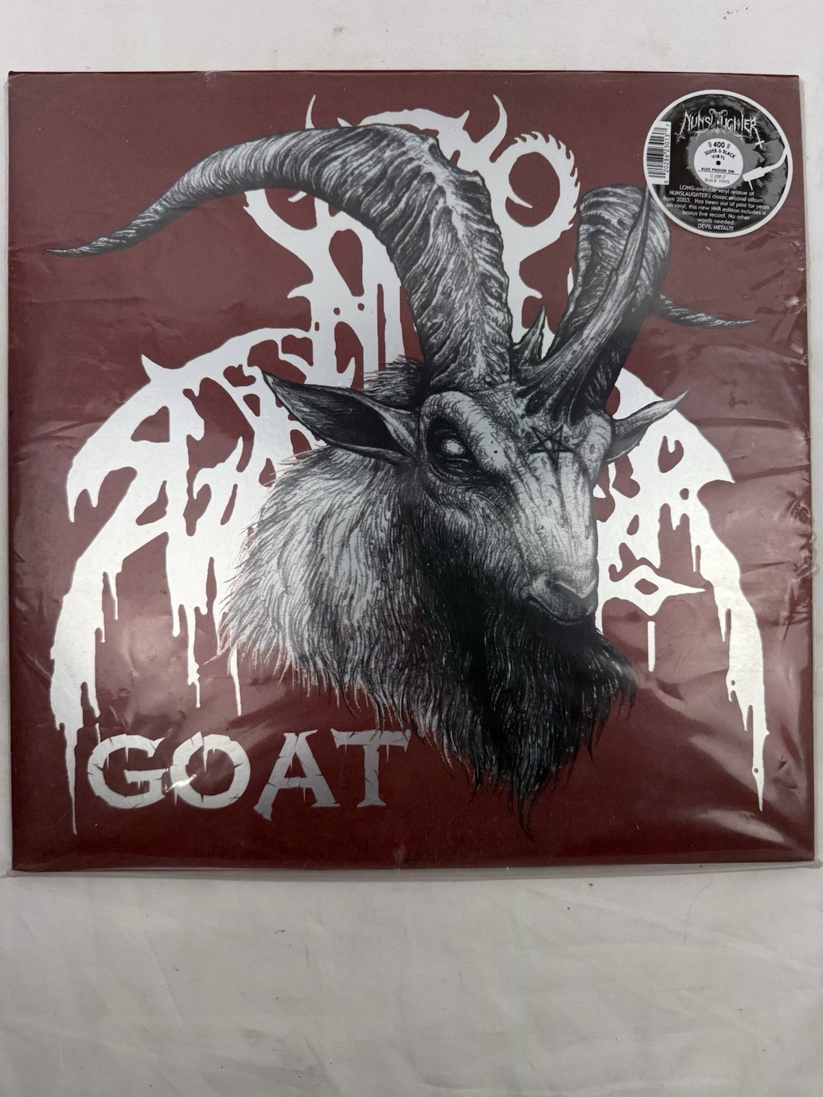 Nunslaughter Goat Silver Red Swirl Colored 2LP Vinyl Hells Headbangers Metal#101