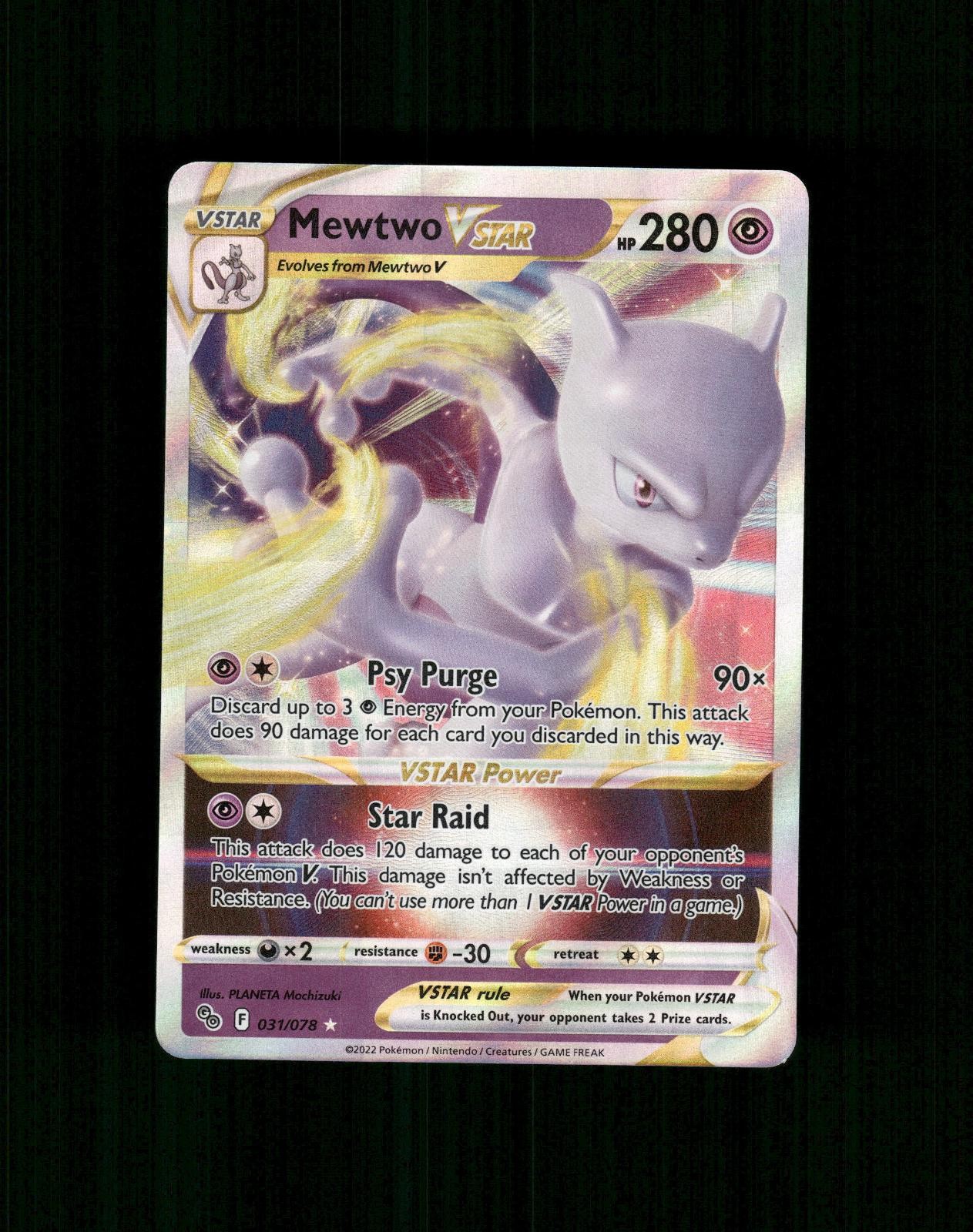 Mewtwo VSTAR 031/078 Holo VSTAR Raro Pokemon GO Pokemon Near Mint