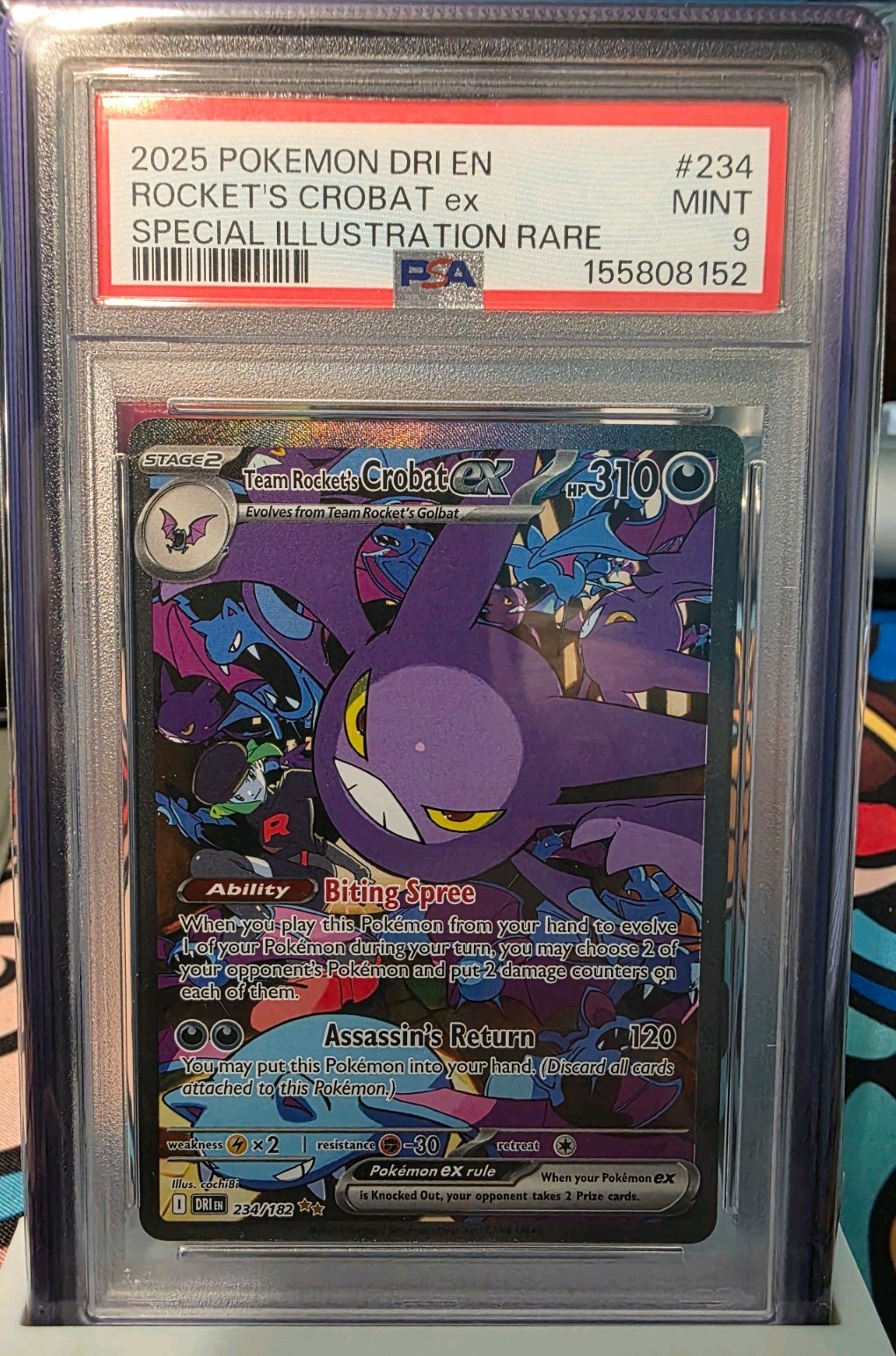 Pokemon Rivali Destinati Razzi Crobat 234/182 Illustrazione Speciale Rara PSA 9