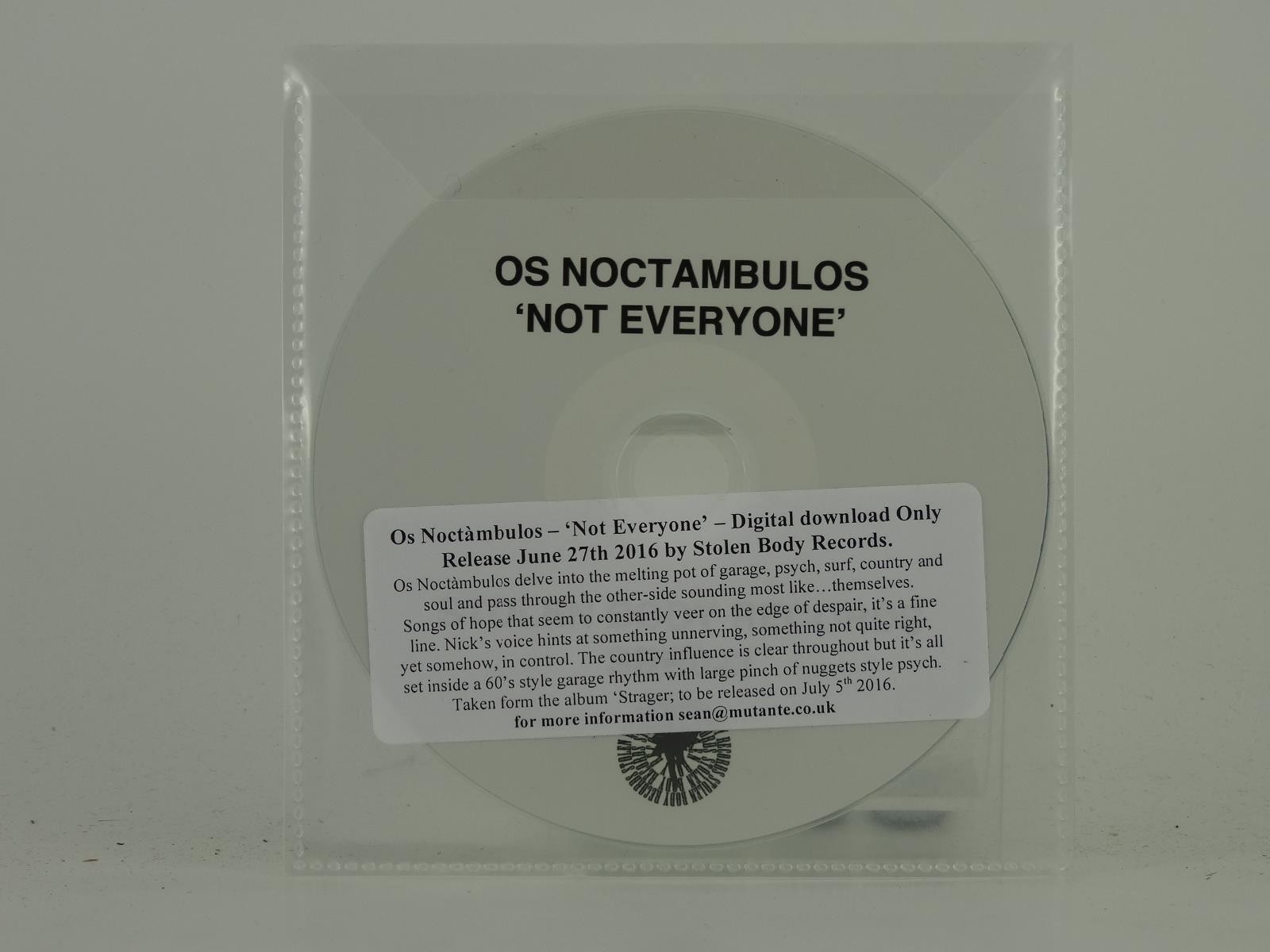 OS NOCTAMBULOS NO EVERYONE (D22) 1 Track Promo CD Single including Plastic Sleev