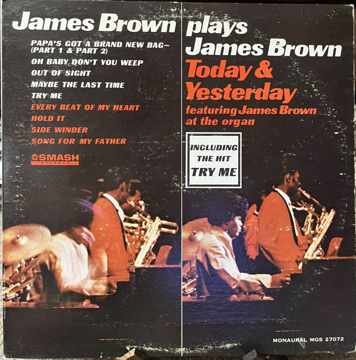 JAMES BROWN Plays Today & Yesterday LP SMASH MGS 27072 MONO 1965 Soul Funk