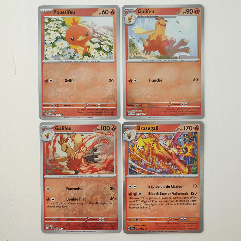 Lot 4 cartes - Poussifeu, Galifeu, Braségali - Reverse / Holo - FR