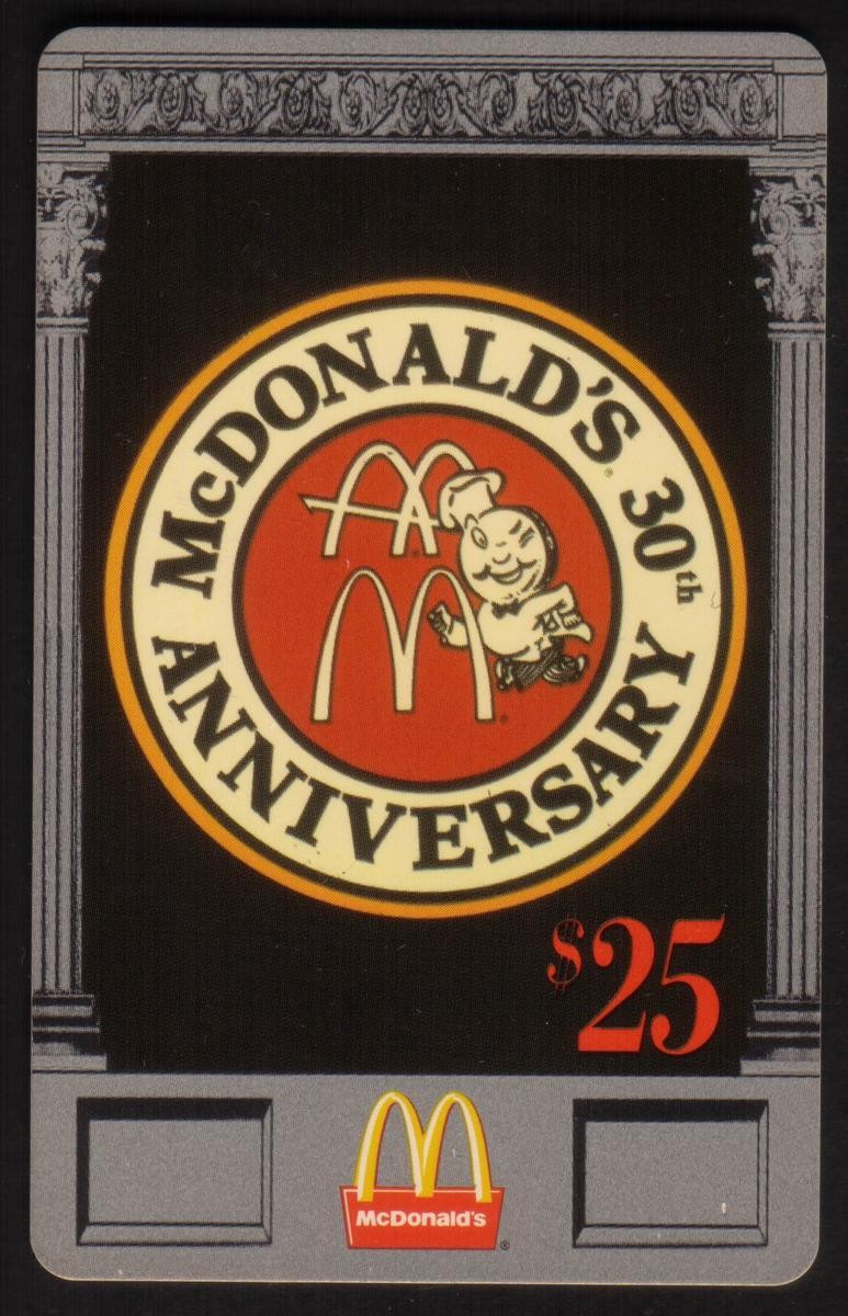 $25. 17th Nat'l McDonald's 1996: 30th Anniversary - 1985 SILVER Phone Card