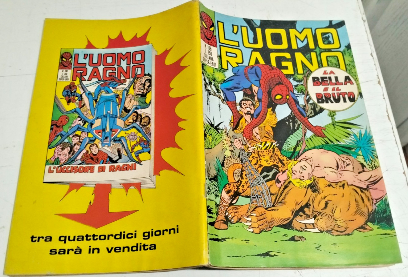 SPIDERMAN-UOMO RAGNO CORNO # 105- LA BELLA E IL BRUTO   -1974- OTTIMO -NO RESO