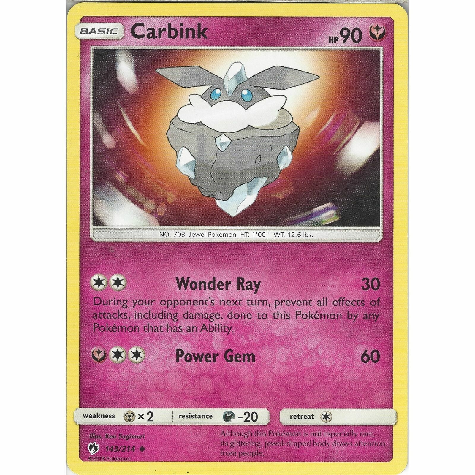 POKEMON CARD CARBINK 143/214 NO 703 JEWEL POKEMON TCG CCG