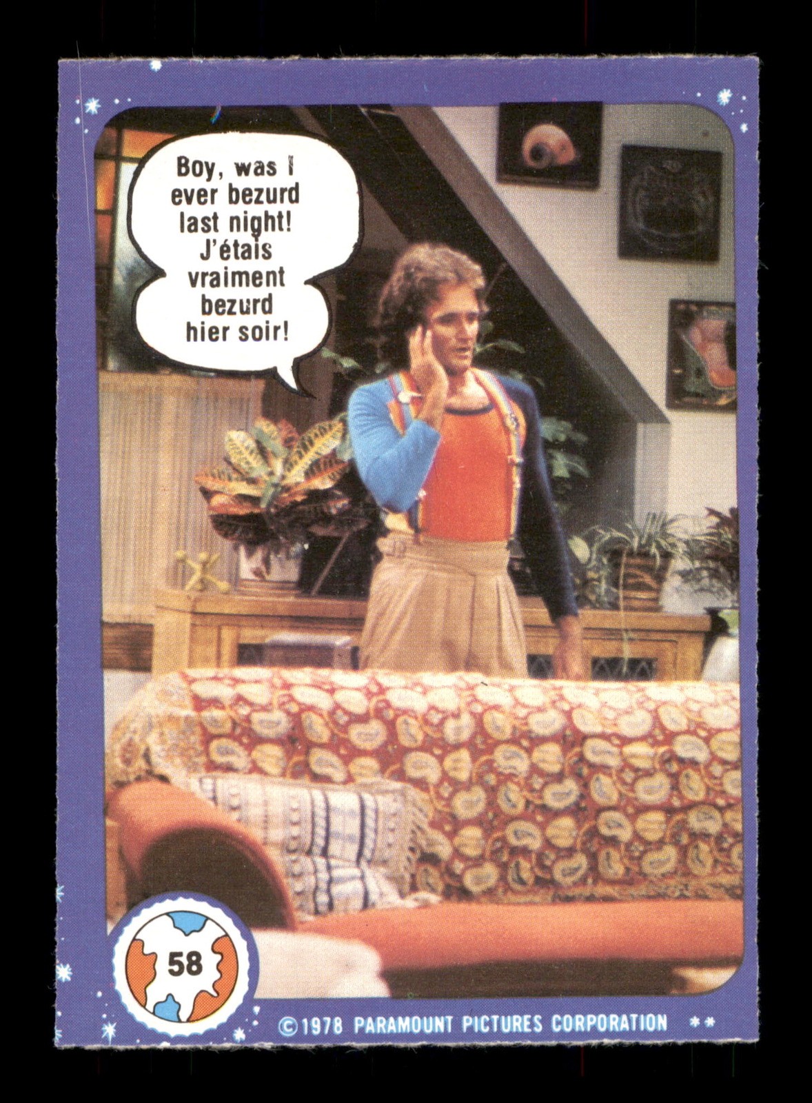 "Ragazzo, sono stato mai bezurdo ieri sera!" 58 Mork & Mindy Topps 1978 Trading Card TCG