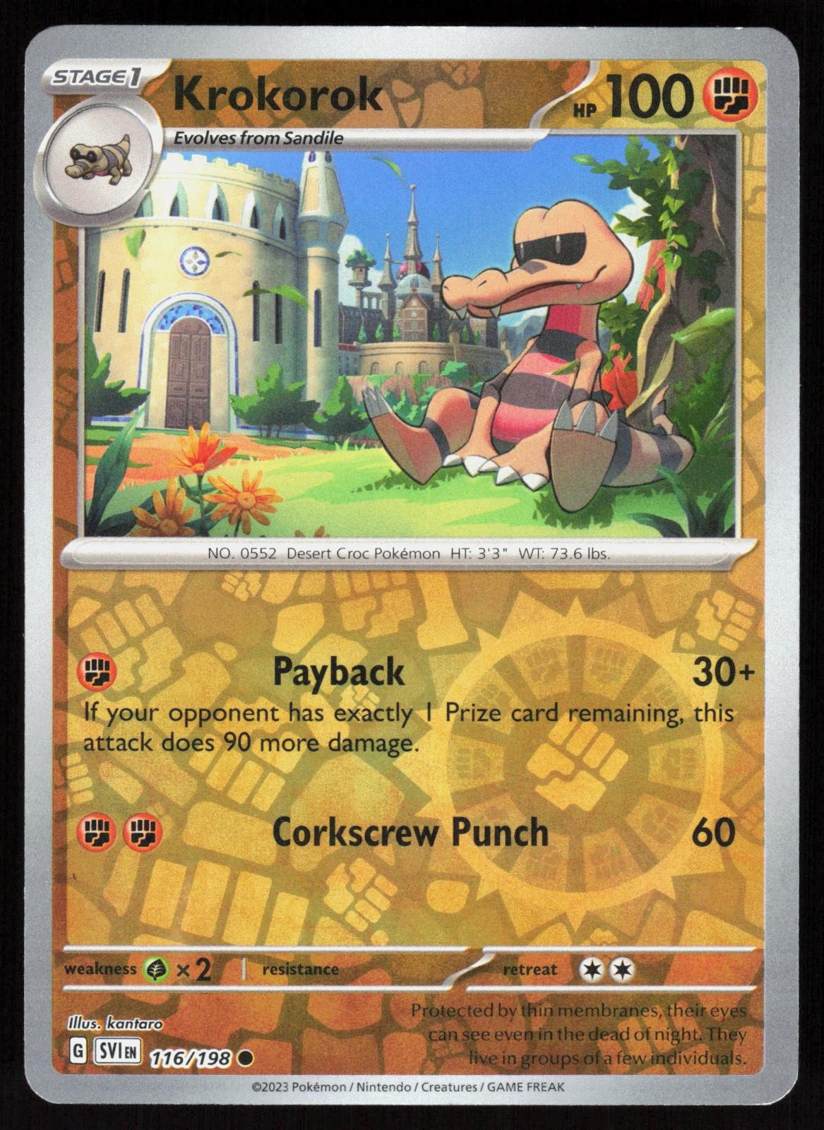 Scarlet & Violet Krokorok 116/198 Pokemon comune Reverse Holo quasi nuovo/m
