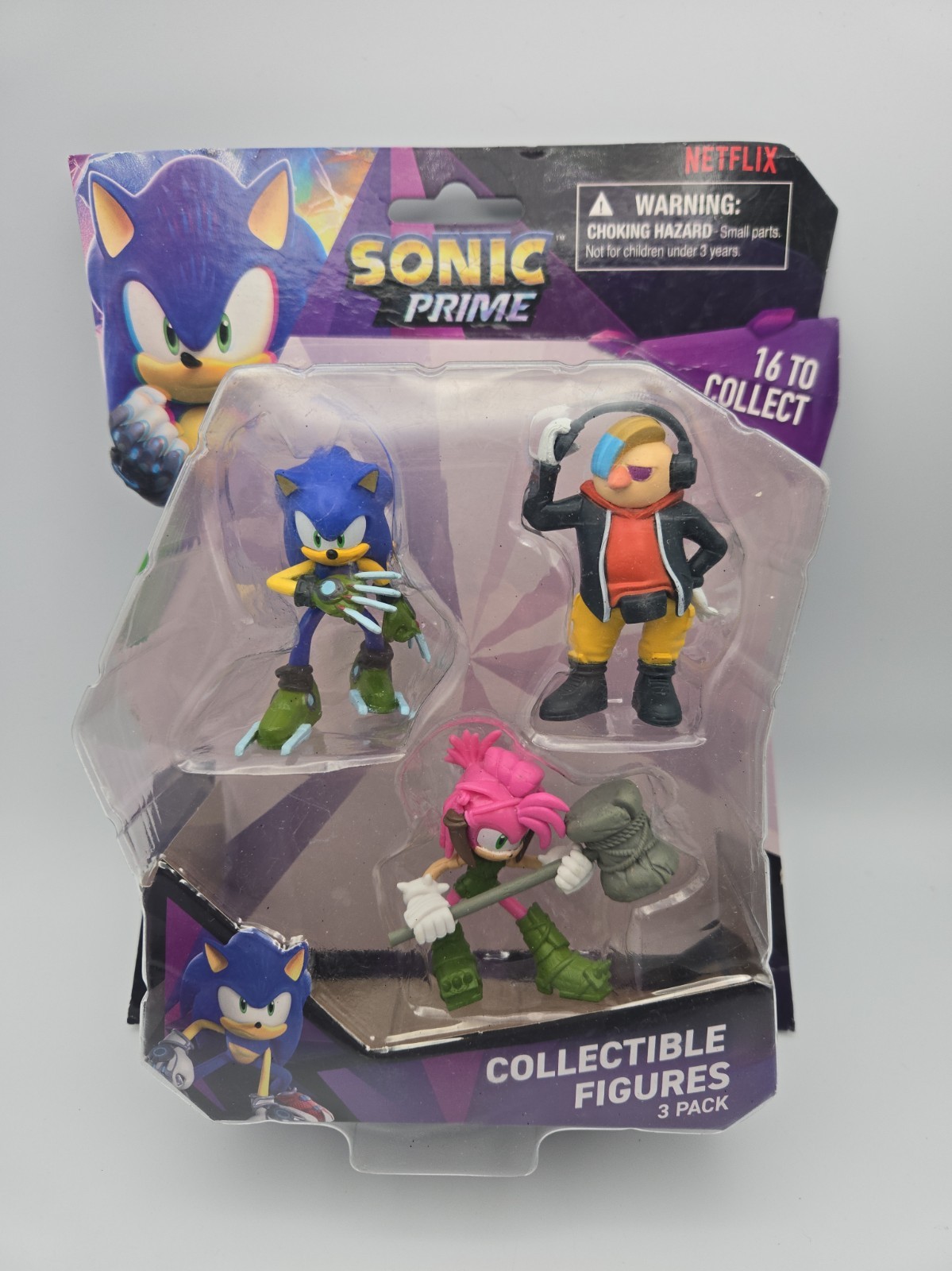 Sonic Prime - 3 Pack Collectible - 2.5" inch Figures  - Sonic, Amy, and Eggman