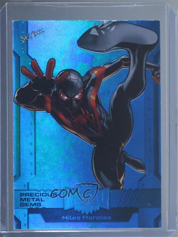 2024 Skybox Marvel Metal Universe Avengers PMG blu /50 miglia Morales #154 0kr0