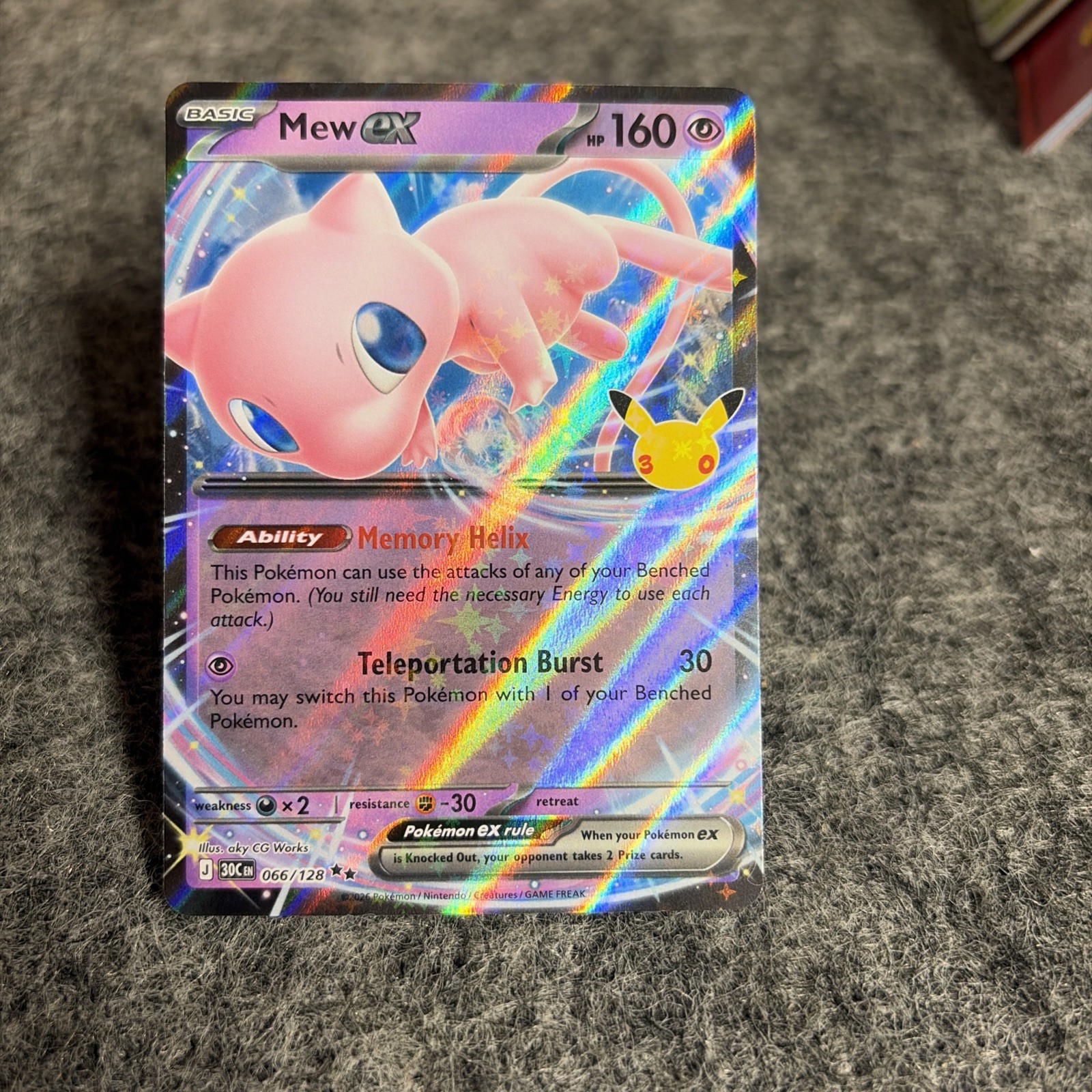 Mew ex 066/128 Me: Holo Celebrazione 30°
