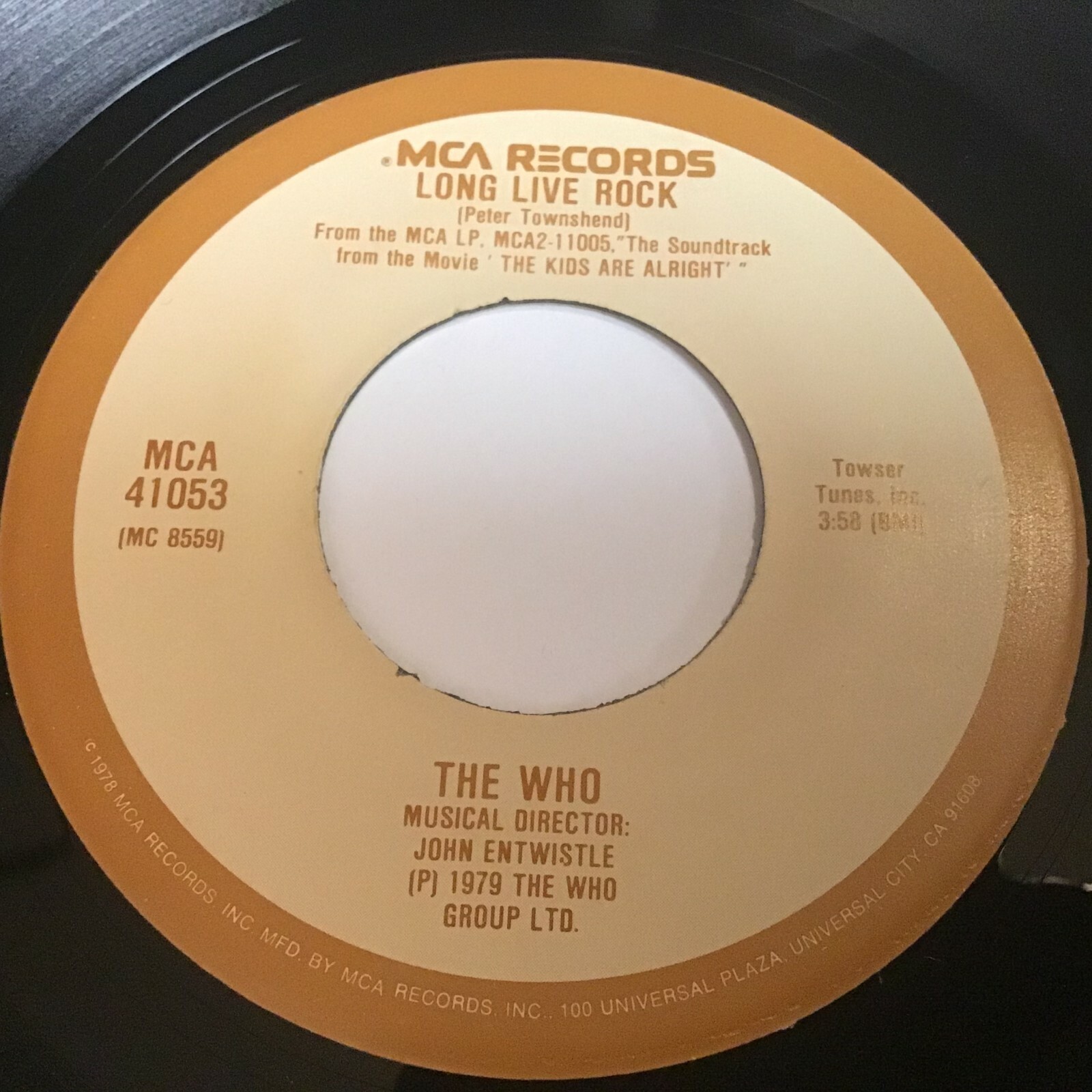The Who - Long Live Rock / My Wife 45 - MCA Records