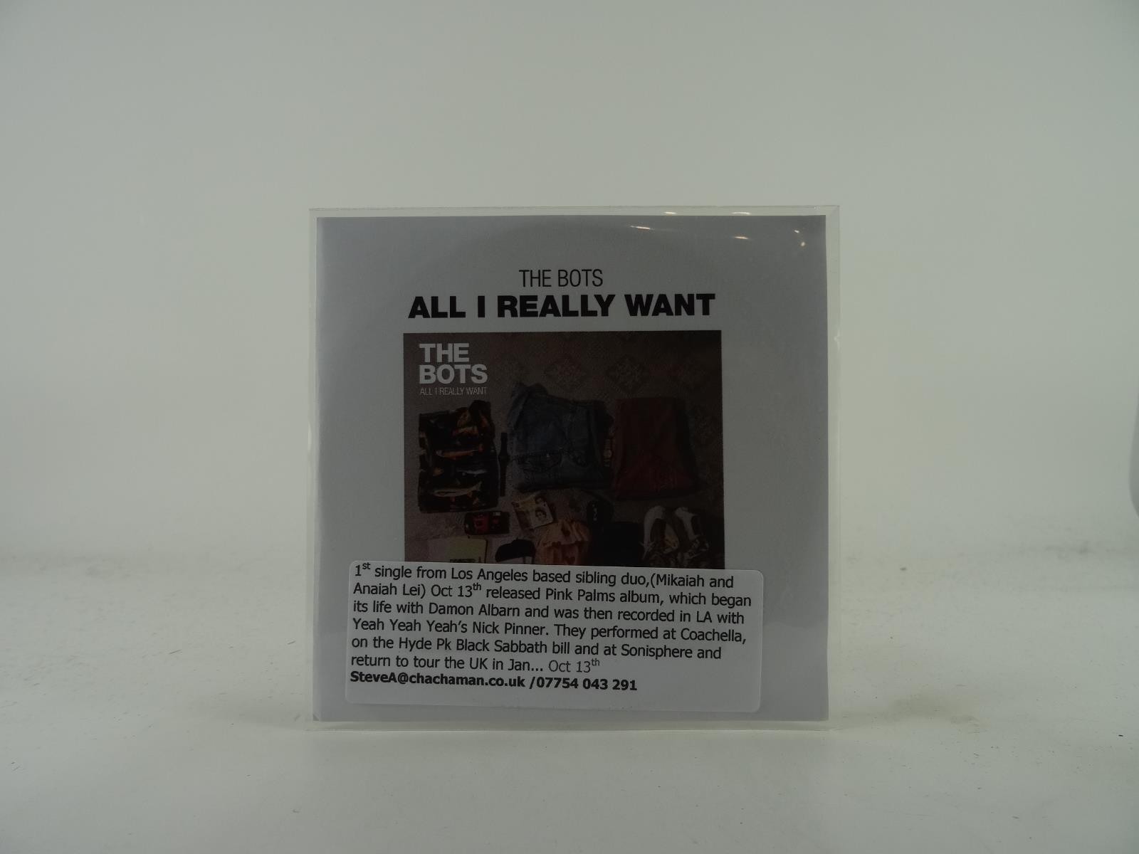 THE BOTS ALL I REALLY WANT (A31) 1 Track Promo CD Single including Picture Sleev
