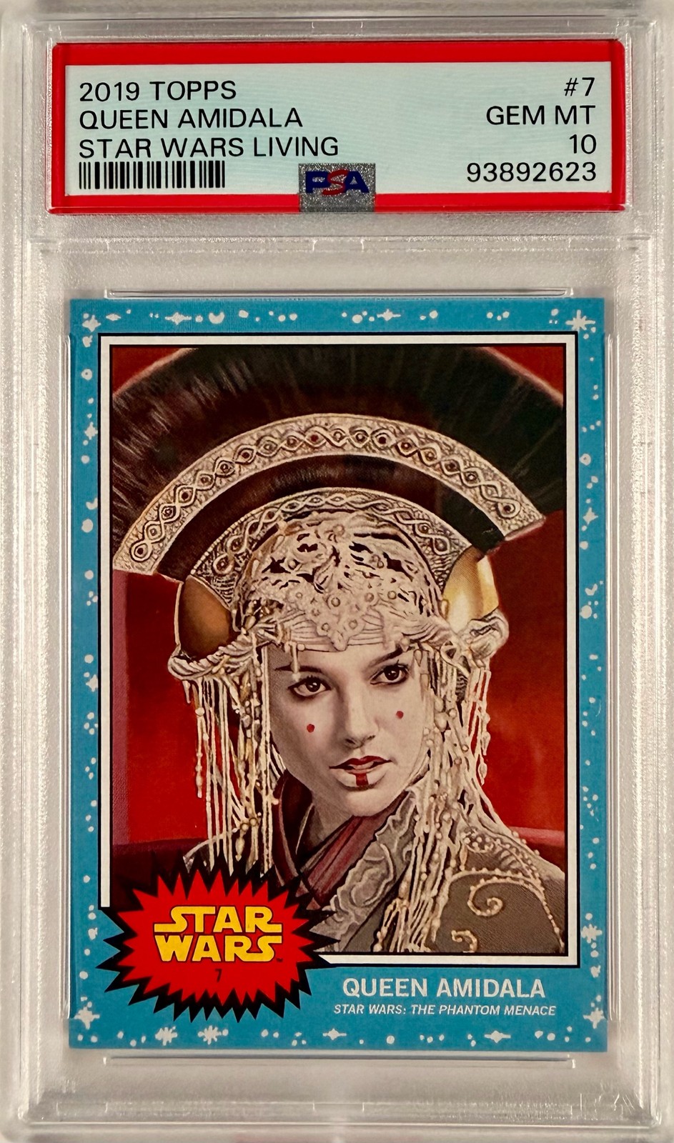 Topps Star Wars Living Set 2019 Queen Amidala #7 PSA 10 GEM OTTIME CONDIZIONI