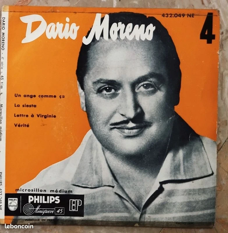 1955 Vinyle 45 Tours Dario Moreno Numéro 4 avec Michel Legrand et son orchestre