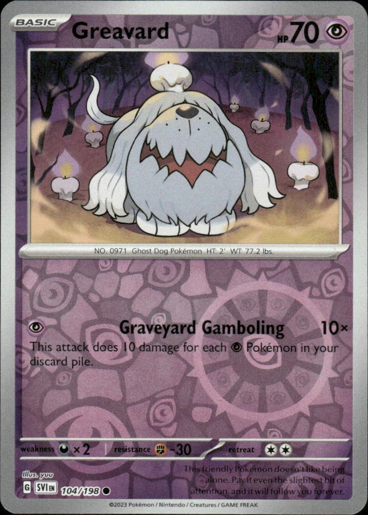 Greavard Scarlet & Violet Base Set 104/198 Common Reverse Holo Pokémon — English