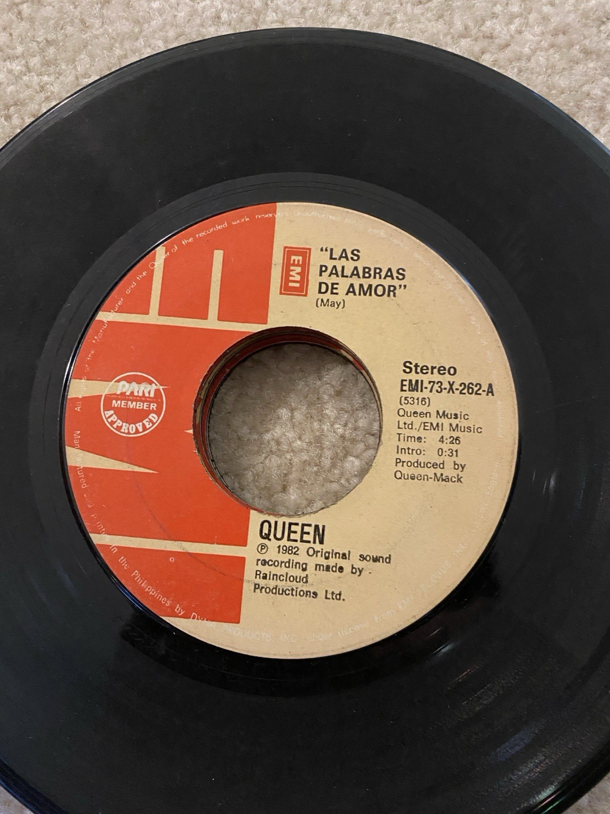Queen 45 rpm Philippines 7" Las Palabras De Amor