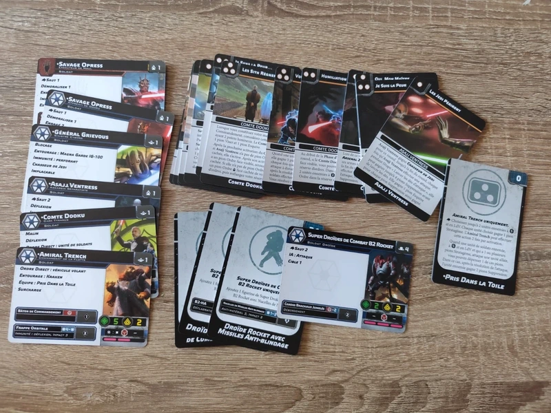 Cartas Star Wars Legión Francés líderes separatistas droides y b2 super