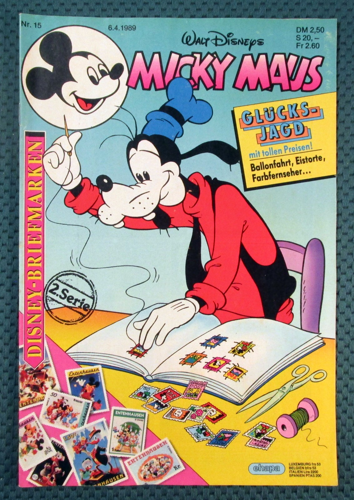 Topolino 1989 fascicolo #15 del 6 aprile 1989 con supplemento francobolli Disney
