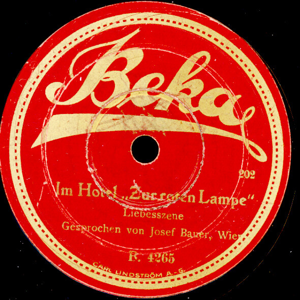 JOSEF BAUER (Nur für Erwachsene) Hotel "Zur roten Lampe" Schellackplatte S6018
