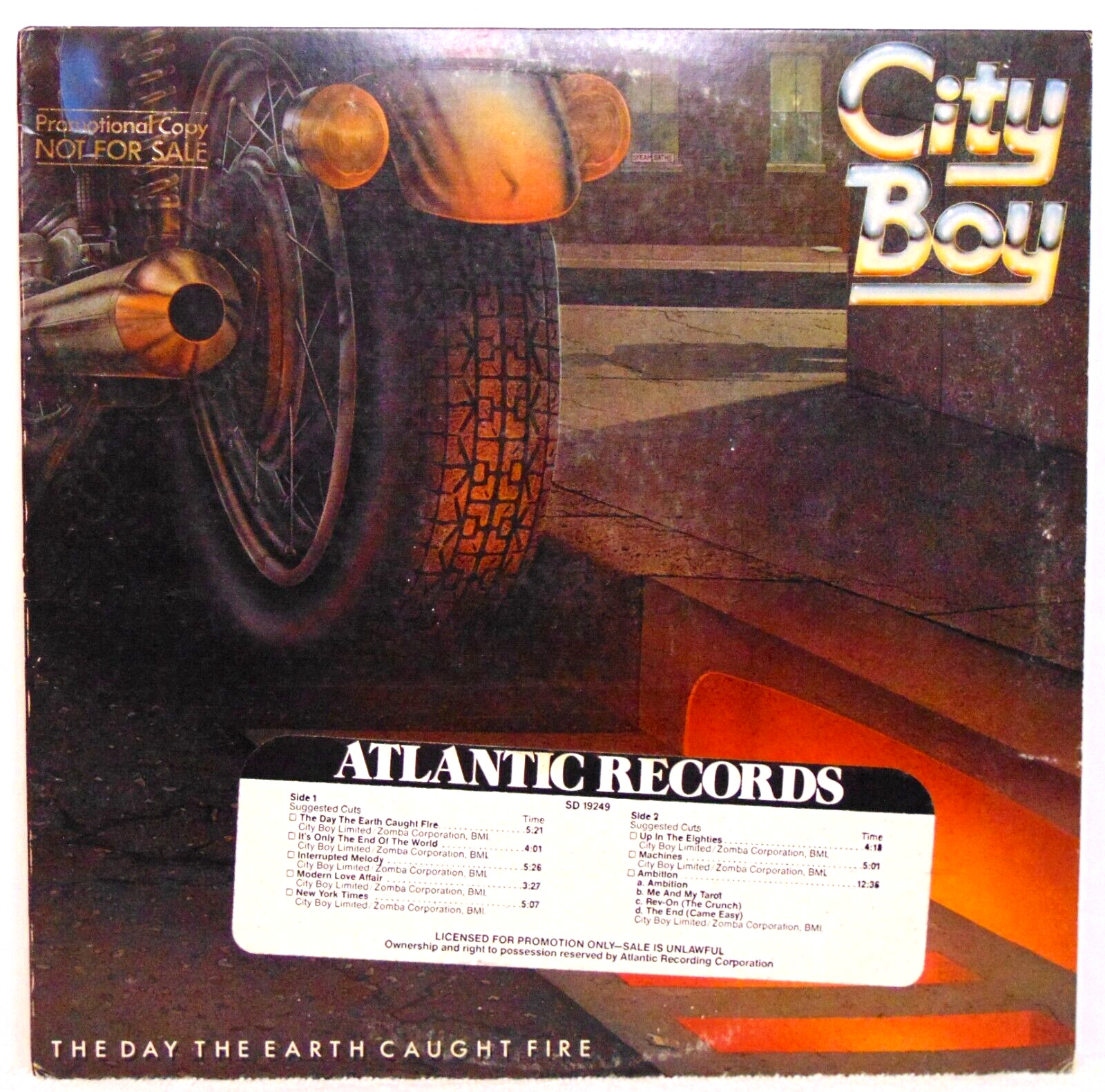 City Boy–The Day The Earth Caught Fire-1979 Atlantic Rock PROMO Vinyl LP Record