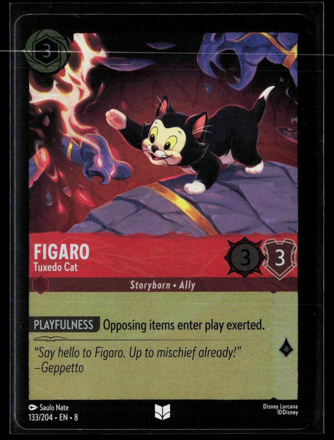 Figaro - Tuxedo Cat 133/204 Uncommon Foil Reign of Jafar Lorcana NM