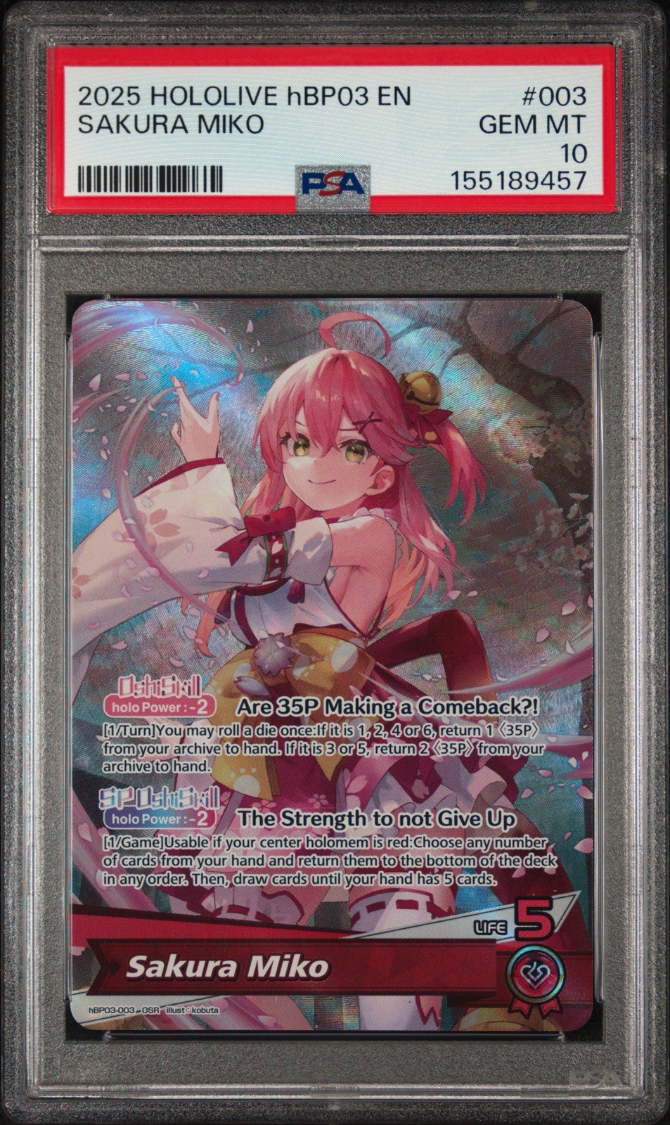 2025 Hololive - Elite Spark #hBP03-003 Sakura Miko (OSR) Foil PSA 10