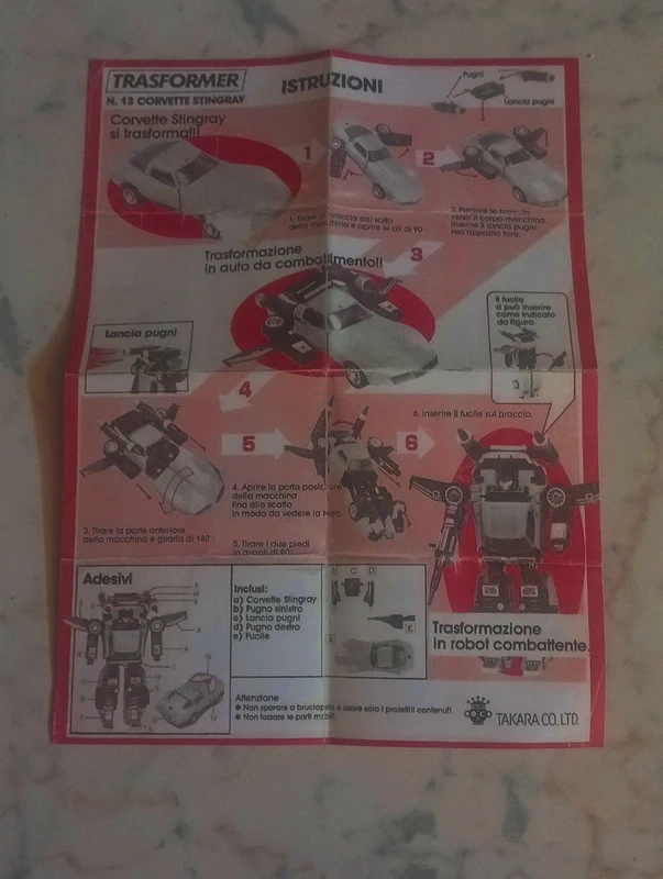 Istruzioni replica diaclone corvette Stingray trasformer tracks auto robot Takara gig