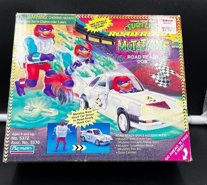 Vintage 1990 TMNT Road Ready Mutations Donatello Action Figure Playset NIB