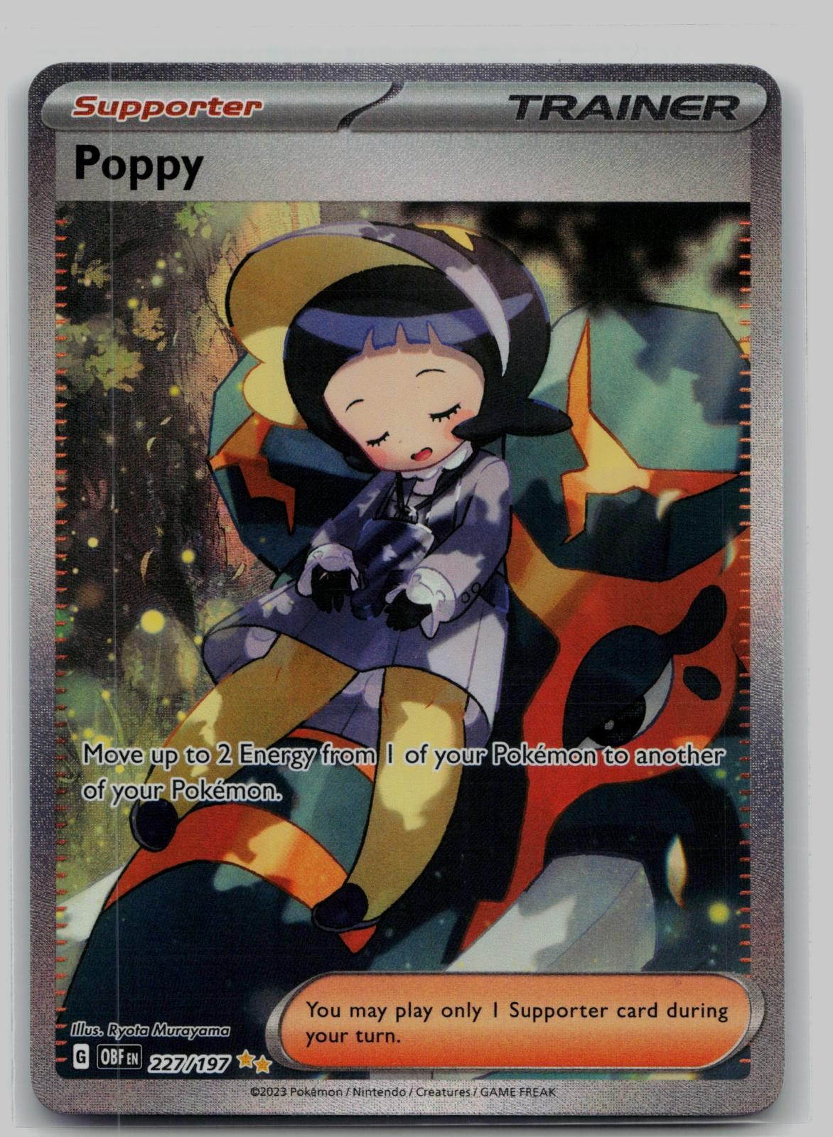 Poppy 227/197 Special Illustration Rare Obsidian Flames Pokemon Holo Near Mint