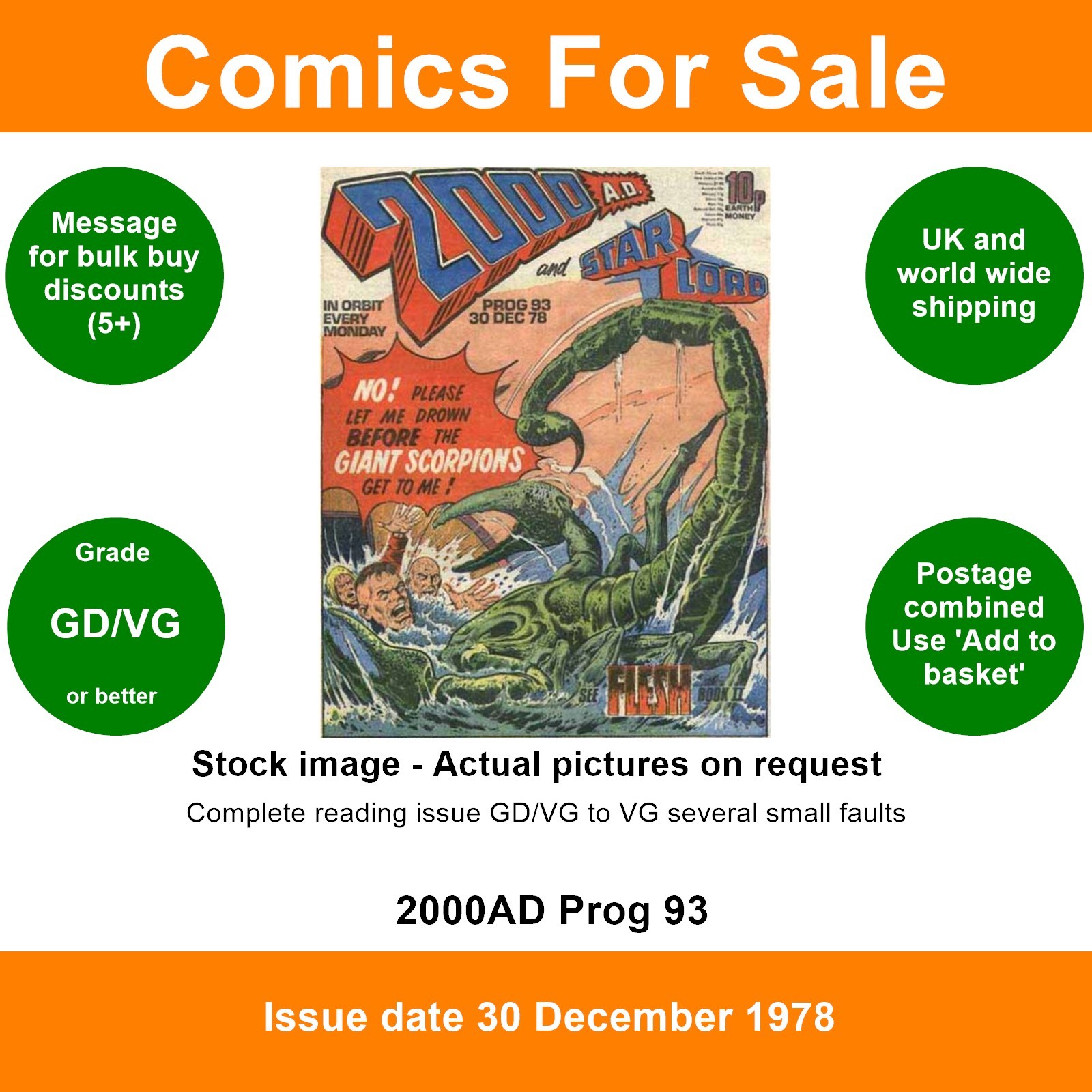 2000AD prog #93 comic - GD/VG - 30 December 1978
