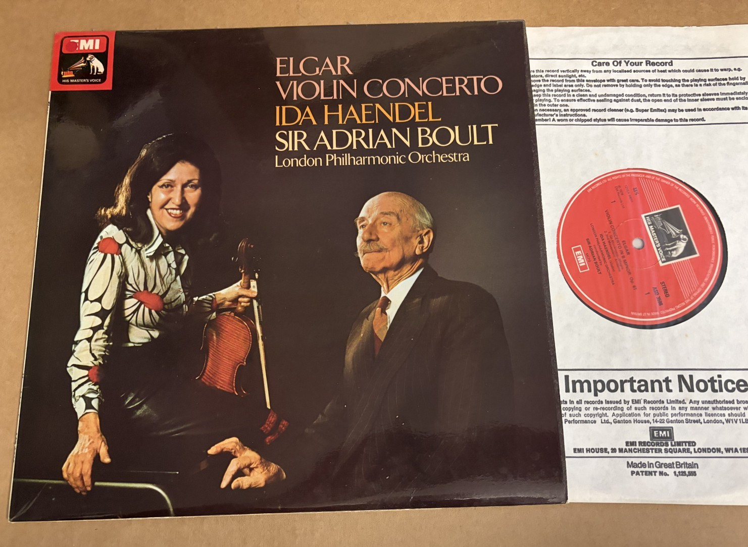 ASD 3598 Elgar Violin Concerto Ida Haendel Boult LPO