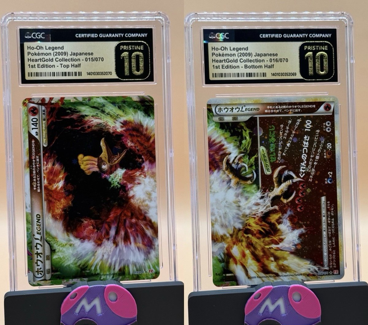 Ho-oh Legend HeartGold Collection 1st Ed Top/bottom 015-016/070 CGC Pristine 10s