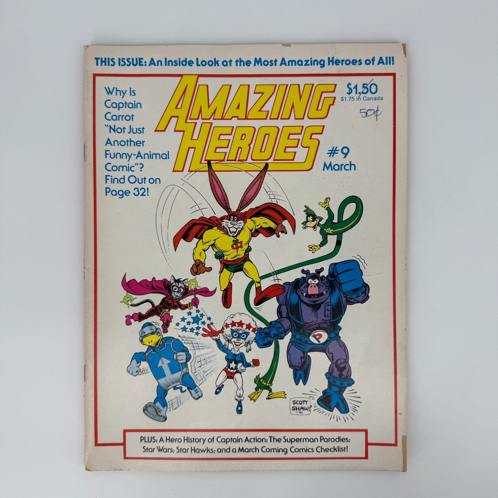 Amazing Heroes #9 1982 Fantagraphics Captain Carot Feature rivista fumetti vintage