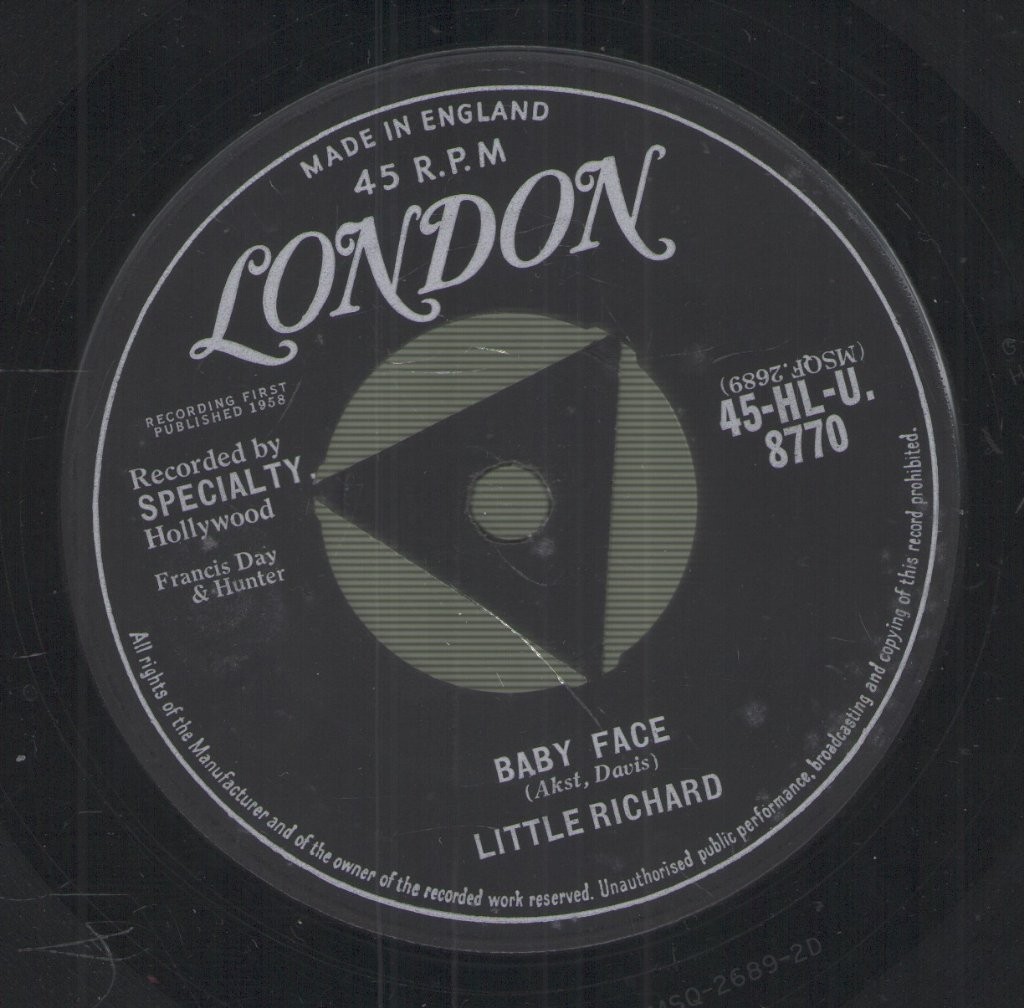 Little Richard Baby Face Vinile 7" London UK 1958 Tri Center Label 45 RPM