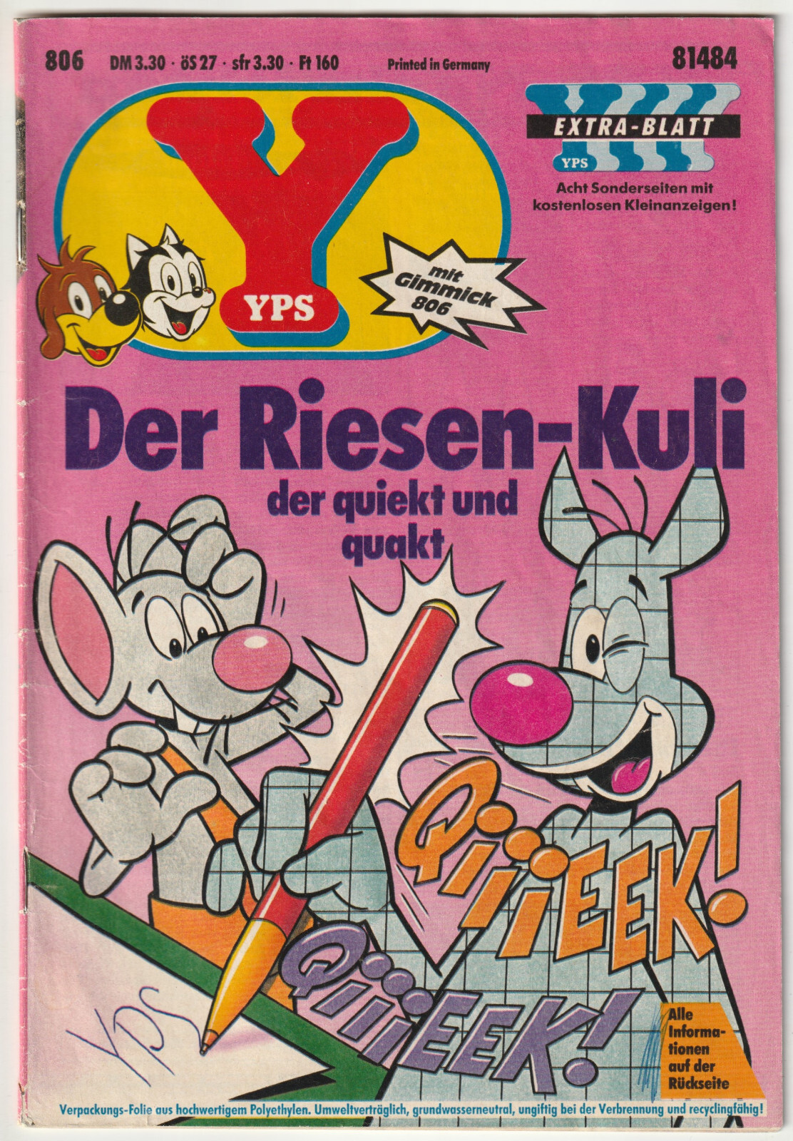 ✪ YPS #806 Il culo gigante senza espediente, Gruner + anno 1991 COMICHEFT Z2